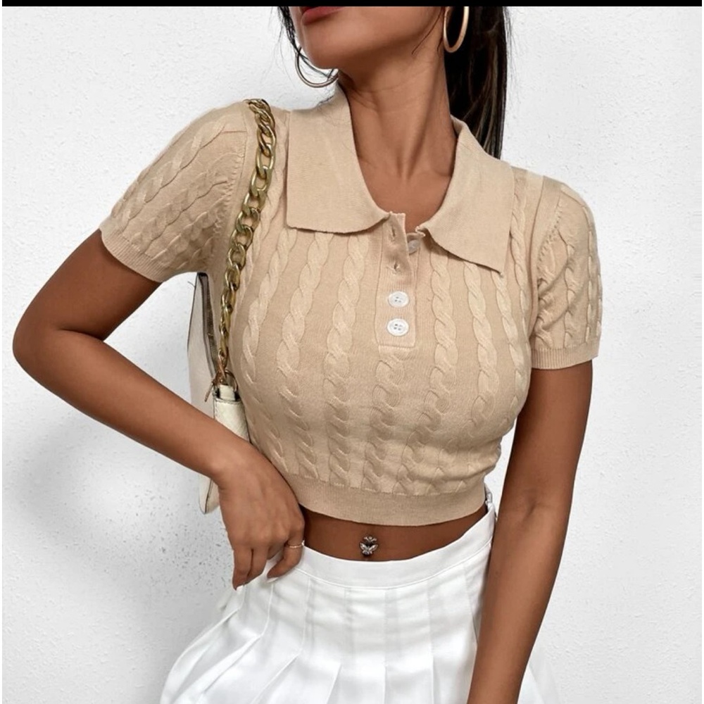 Cable knit crop top